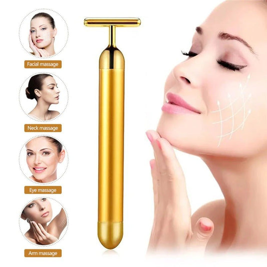Energy 24K Gold T Beauty Bar Facial Roller Massager - Universal Gifts