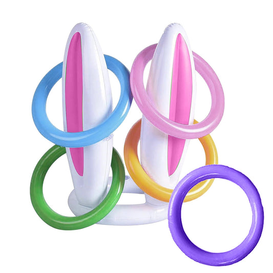 Inflatable Easter Bunny Rabbit Ears Hat & Ring Toss Easter Kids Game T - Universal Gifts